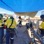 Welders welding and fabricating of the 1" pipeline